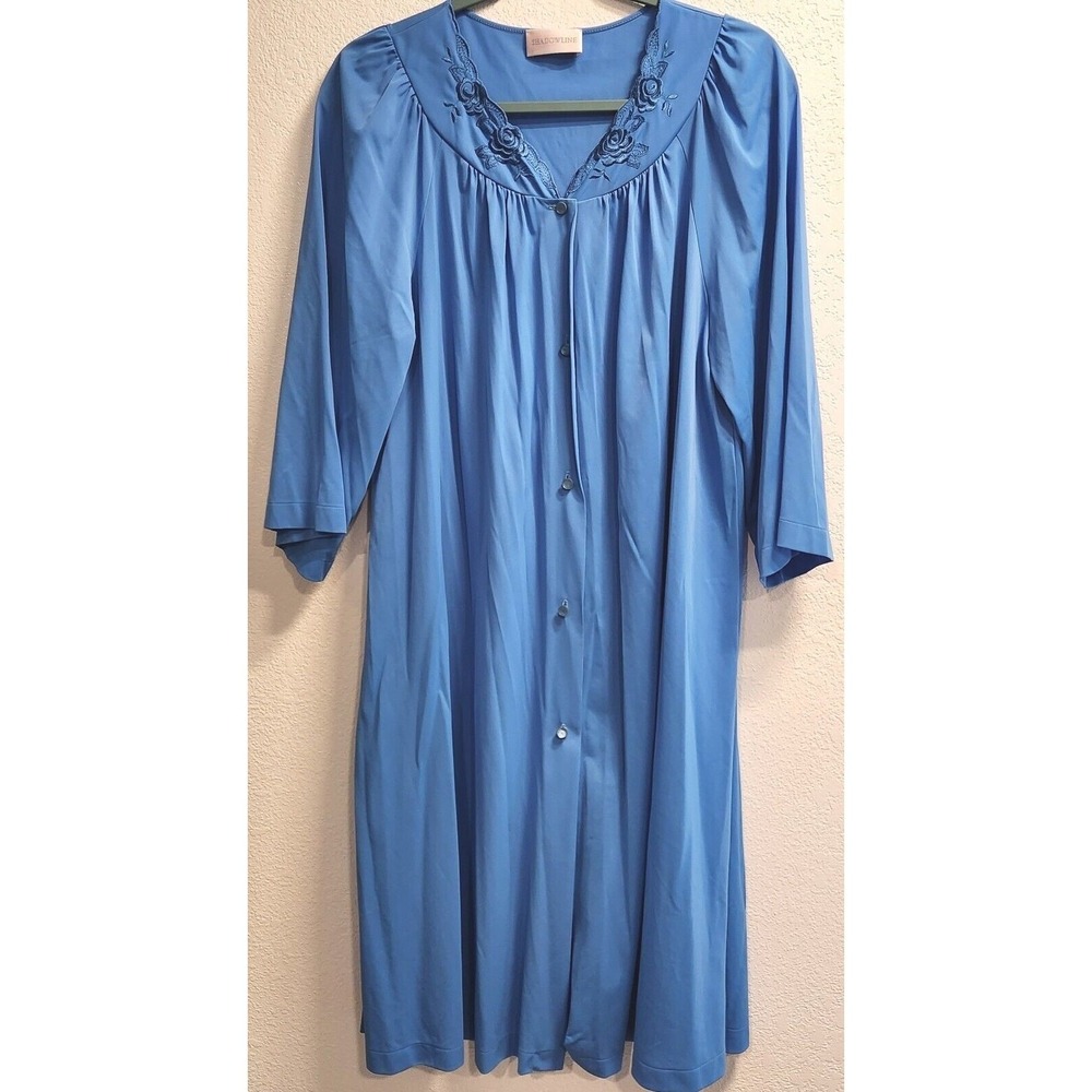 Shadowline Embroidered Long sleeve Lingerie Nightgown Robe Pocket‎ Nylon 41x21
